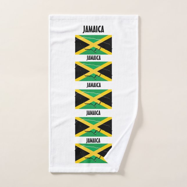 LÍNEA DE MAPA DE BANDERA DE JAMAICA Blanco Persona (Toalla de mano)