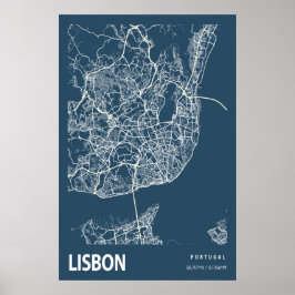 Línea de mapa de Portugal Línea de arte Azul