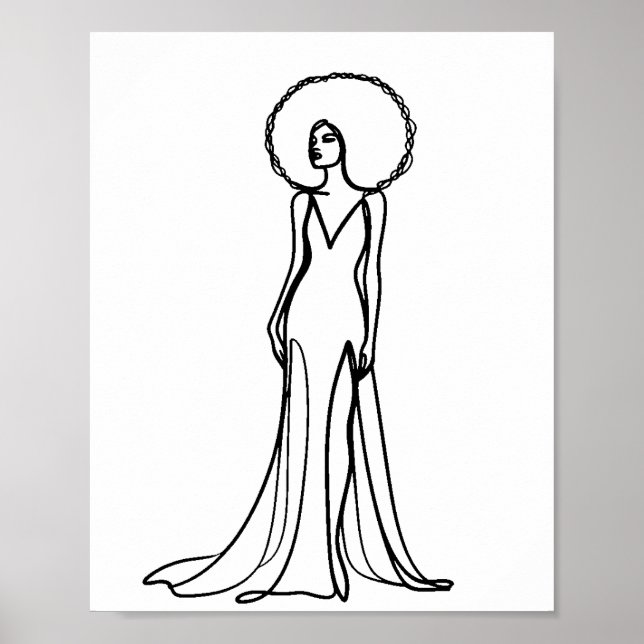 Línea de mujeres dibujando arte de moda Minimalist (Frente)