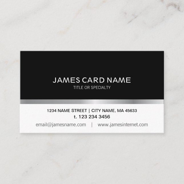 Línea de plata negra/blanca simple tarjeta de (Anverso)