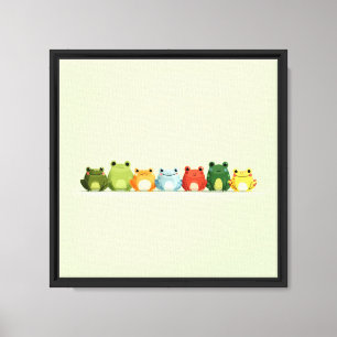 Línea de ranas lindas: arte de animal kawaii color