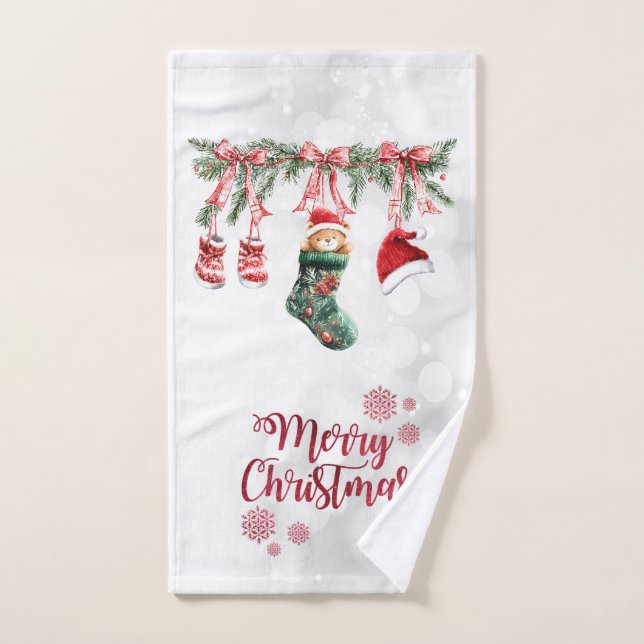 Línea de ropa de Navidad de Santa bebé roja (Toalla de mano)