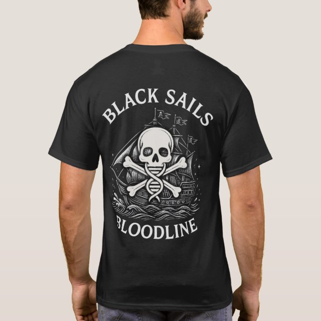 Línea de sangre de velas negras - Camiseta pirata (Reverso)