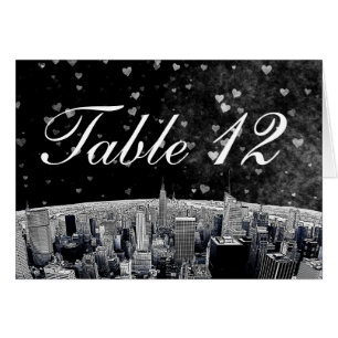 Línea de Skyline Etched NYC #2 Black Whats Table N
