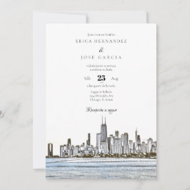 Línea de Skyline Invitación de Chicago