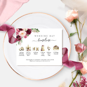 Línea de tiempo boda y programa Borgoña Rubor Rosa