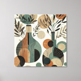 Línea decorativa de arte con tonos de tierra, jarr