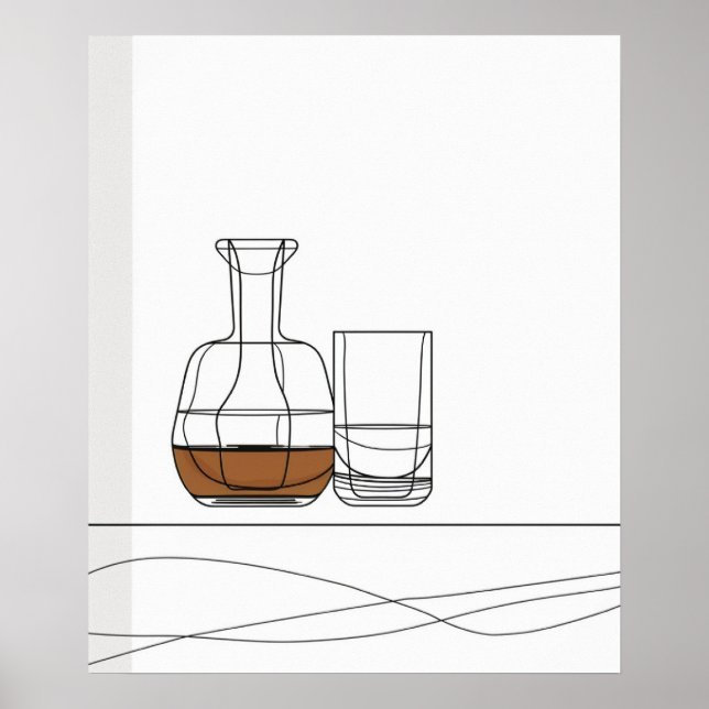 Línea fina de cristal de Whiskey Decanter arte min (Frente)