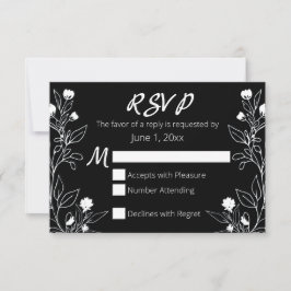Línea floral Arte blanco y negro RSVP