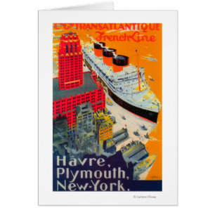 Línea francesa poster del viaje, Havre a Plymouth,