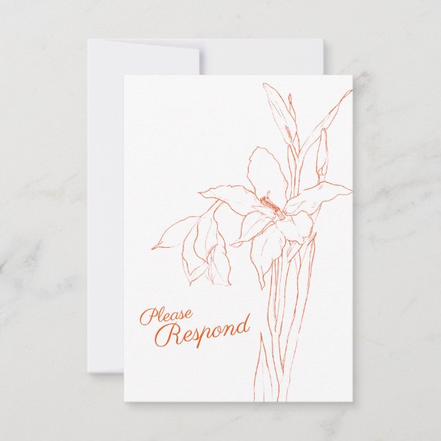 Línea Gladiolus arte botánico boda RSVP (Anverso)