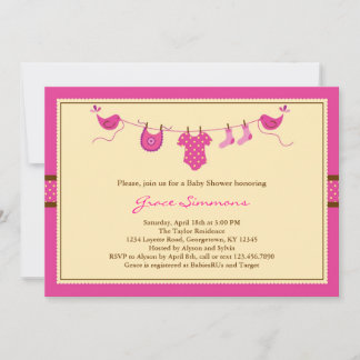 Línea invitación de la ropa de la canastilla de