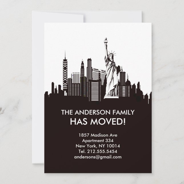 Línea invitación móvil del cielo de New York City (Anverso)