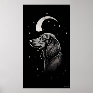 Línea minimalista de arte de un Dachshund en la Lu