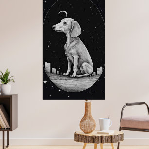 Línea minimalista de arte de un Dachshund en la Lu