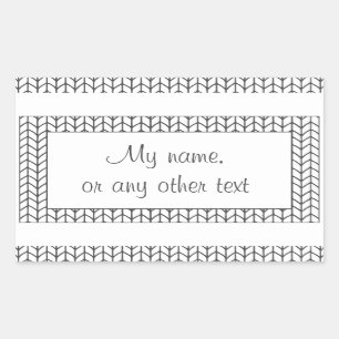 LÍNEA NEGRA KNIT Rectangle Matar Pegatinas + Texto