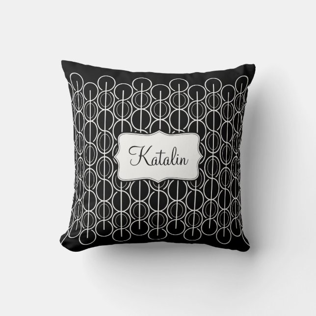 Línea oval ligada almohada negra y blanca del (Anverso)