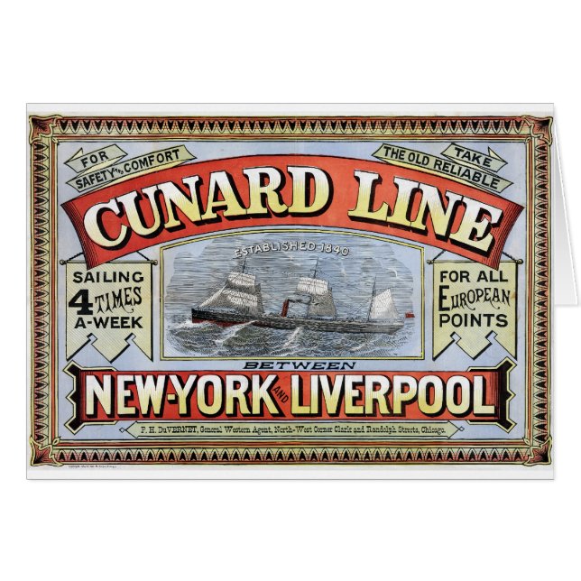 Línea poster de Cunard de Nueva York Liverpool (Anverso (Horizontal))