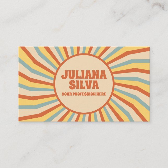 Línea Retro naranja con tarjeta de visita QR (Anverso)