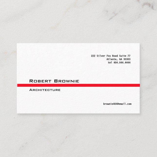 Línea roja clásica tarjeta de visita (Anverso)