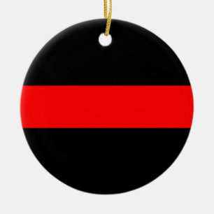 Línea roja fina ornamento del bombero