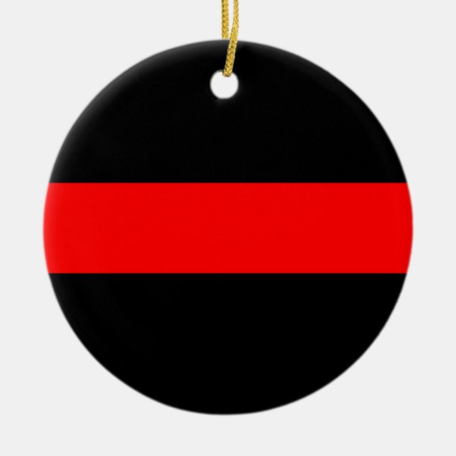 Línea roja fina ornamento del bombero (Frente)