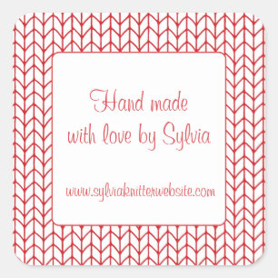 LÍNEA ROJA KNIT 1.5" Pegatinas cuadrados "hechos a