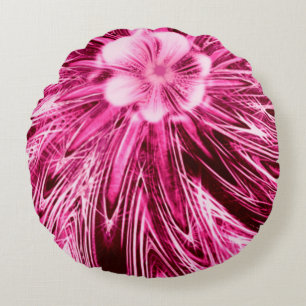 Líneas abstractas de almohada redonda Flor púrpura