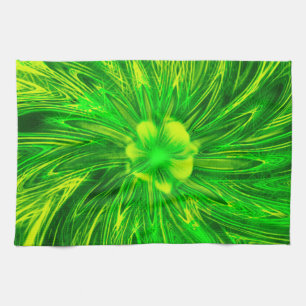 Líneas abstractas flor verde de las toallas de