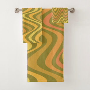 Líneas abstractas Retro 60's Patrón amarillo ver