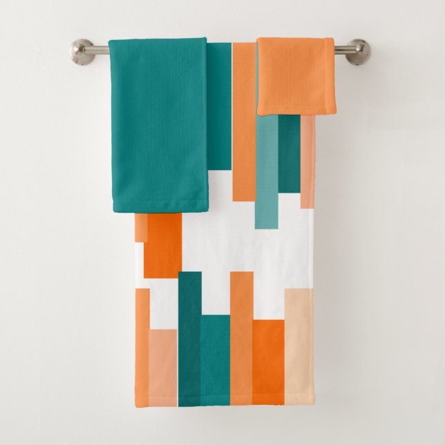 Líneas agrietadas - Juego de toallas de baño Verde (In situ)