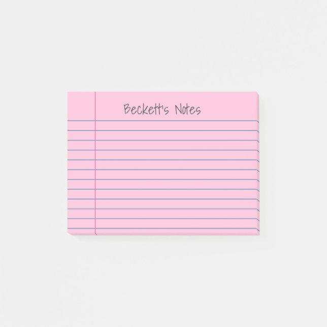 Líneas de bloc de notas Rosadas Añadir su nombre (Anverso)