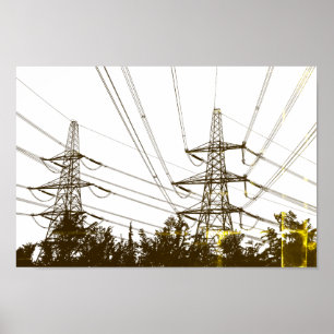 Líneas de energía retro Poster de arte