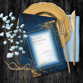 Líneas de oro finas Boda abstracto V2 Navy ID867