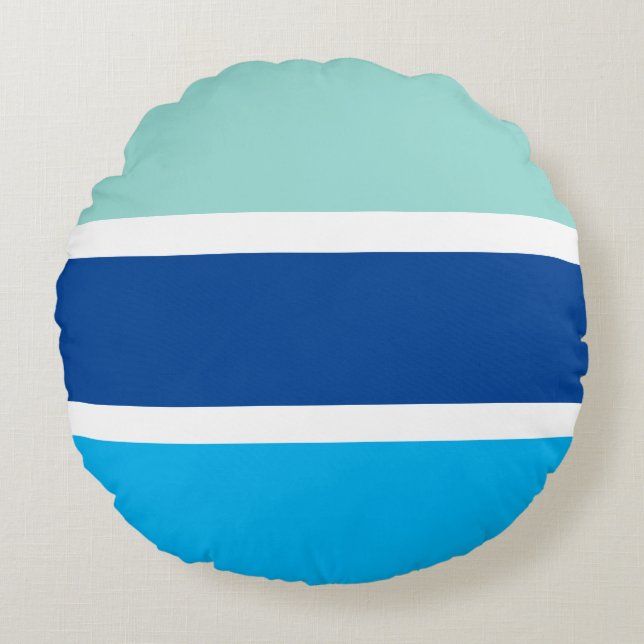 Líneas de rayas azules y blancas de almohada redon (Anverso)