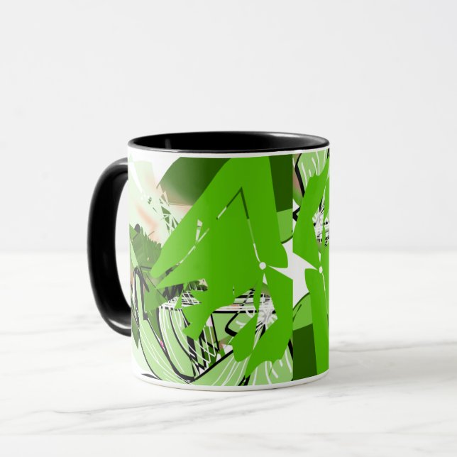 Líneas de selva de lima — Taza con envoltura abstr (Anverso izquierdo)