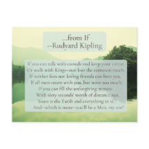 Líneas del poema "Si" en postal * Rudyard Kipling