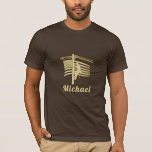 Líneas Eléctricas Patrióticas Camiseta USA Bandera