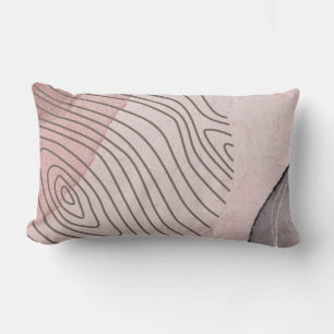 Líneas modernas rosadas y grises almohada lumbar b