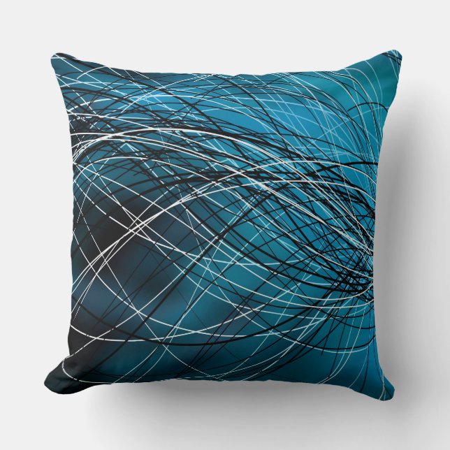 Líneas que remolinan ciánicas - Cojín decorativo (Anverso)