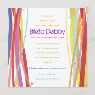Líneas simples bar de baño Mitzvah Invitación