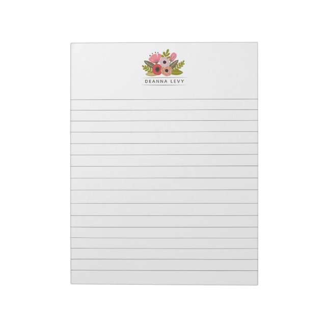 Lined Floral Bouquet Personalizado Bloc de notas d (Lado Izquierdo)