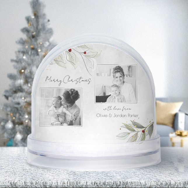 Linedrawn Christmas Floral 2-Photo Snow Globe (Subido por el creador)