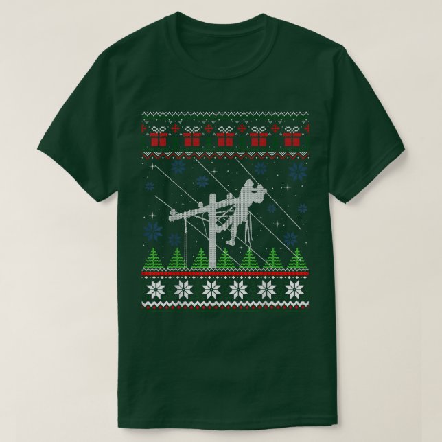 Lineman Ugly Christmas Sweater Gifts For Women Men (Diseño del anverso)
