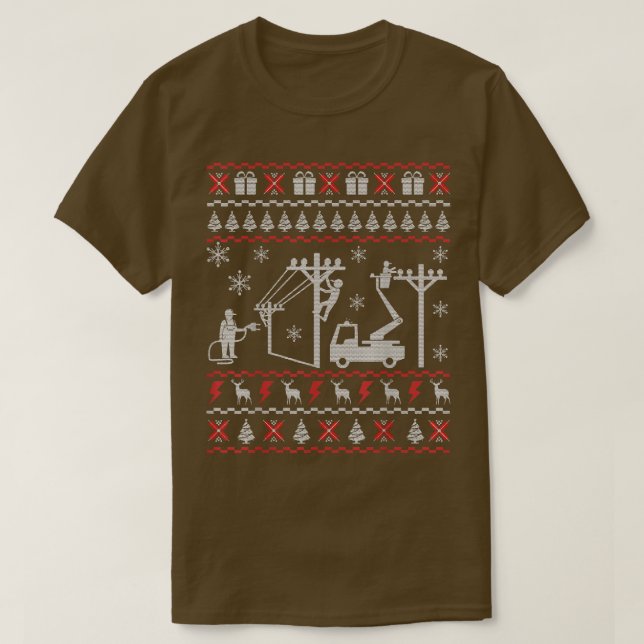 Lineman Ugly Christmas Sweater Gifts For Women Men (Diseño del anverso)