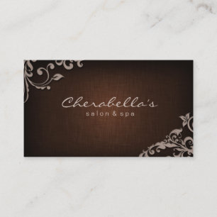 Linen Salon Spa Floral Tarjeta de visita Brown Bei
