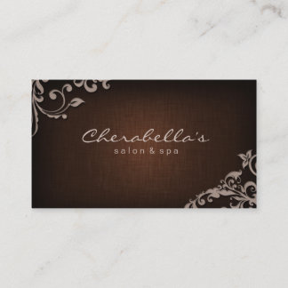 Linen Salon Spa Floral Tarjeta de visita Brown Bei