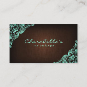 Linen Salon Spa Floral tarjeta de visita Brown Min