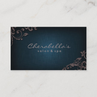Linen Salon Spa Floral Tarjeta de visita Denim Tau