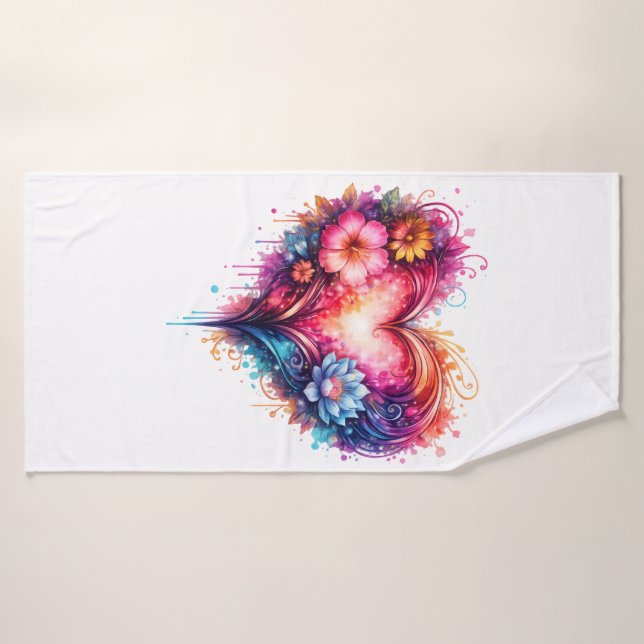 Linge de bain cœur artistique coloré (Toalla de baño)